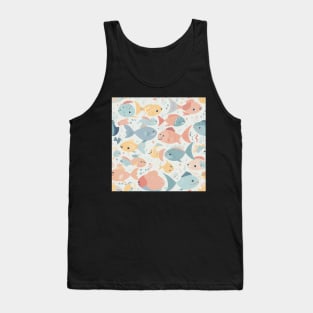 A Seamless Pattern of Adorable Pastel Fish Tank Top